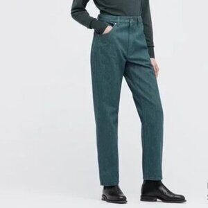 Uniqlo Dark Green Regular-Fit Straight High-Rise Jeans Size 24 X 32
